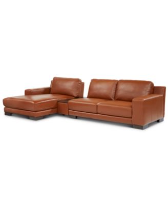 Macy's - Darrium 3-Pc. Leather Chaise Sofa with Console