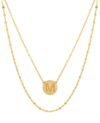 Macy's - Initial Disc Layered Pendant Necklace in 18k Gold-Plated Sterling Silver