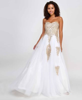 Say Yes - Juniors' Beaded Corset-Back Gown
