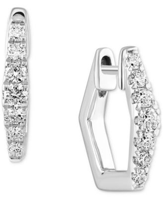 LALI Jewels - Diamond Hexagon Hoop Earrings (3/8 ct. t.w.) in 14k White Gold