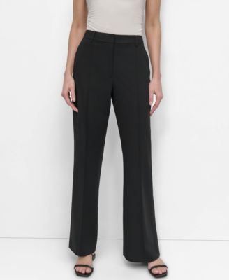 DKNY - Women's Pintuck Mid-Rise Flare-Leg Pants
