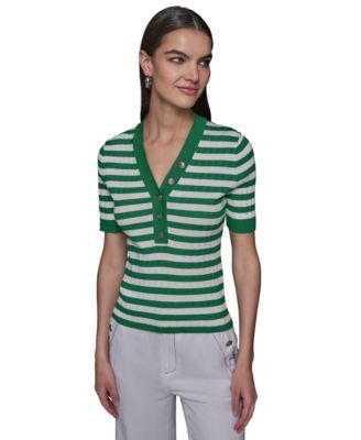 KARL LAGERFELD PARIS - Women's Stripe Short-Sleeve Sweater