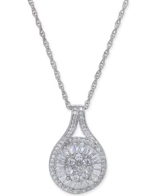 Macy's - Diamond Baguette Cluster Pendant Necklace (1/2 ct. t.w.)