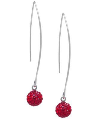 Giani Bernini - Pave Crystal Ball on a Thread Wire Earrings Set in Sterling Silver. Available in Clear, Dark Blue or Red