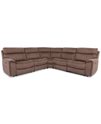 Furniture - Hutchenson 5-Pc. Fabric Sectional with 2 Power Recliners and Power Headrests