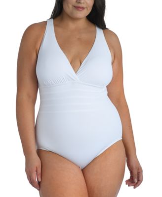La Blanca - Plus Size Cross-Back One-Piece Swimsuit