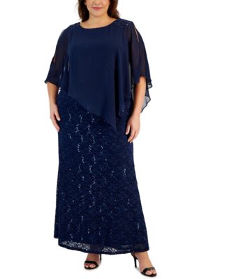SL Fashions - Plus Size Beaded Popover Gown