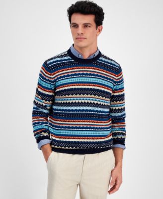 Club Room - Men's Stripe Merino Crewneck Sweater