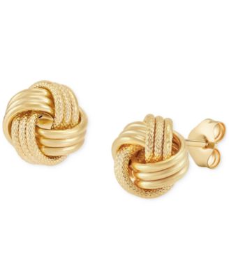 Italian Gold - Polished Triple Swirl Love Knot Stud Earrings in 14k Gold