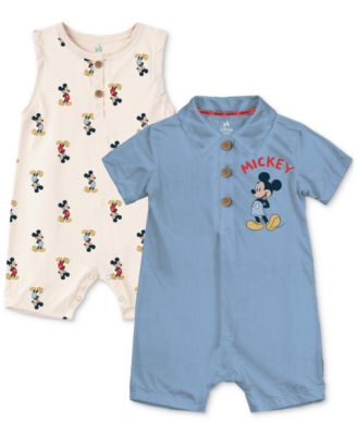 Disney - Baby Boys Mickey Mouse Cotton Rompers, 2 Piece Set