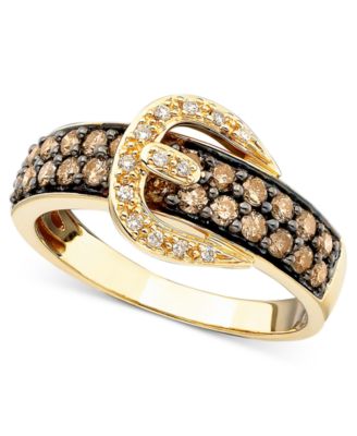 Le Vian - Chocolate Diamond (5/8 ct. t.w.) and White Diamond Accent Buckle Ring  in 14k Gold