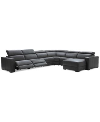 Furniture - Nevio 6-Pc. Leather Sectional w/ Chaise & 2 Power Recliners, Only at Macy's