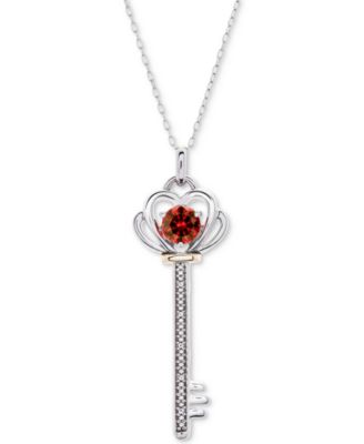 Macy's - Blue Topaz (5/8 ct. t.w.) & Diamond Accent Key 18" Pendant Necklace in Sterling Silver & 10k Gold