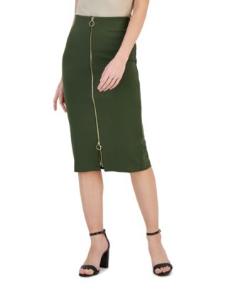 I.N.C. International Concepts - Women's Pont&eacute;-Knit Zip-Front Pencil Skirt