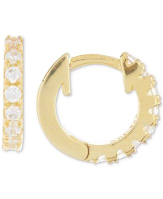 ADORNIA - 14k Gold-Plated Crystal Small Huggie Hoop Earrings