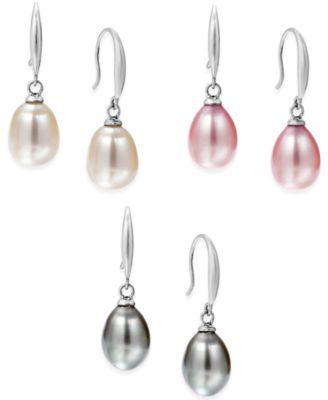 Macy's - Cultured Freshwater Pearl Earring Set in Sterling Silver (7-1/2mm)