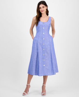 Anne Klein - Women's Sleeveless Button-Front A-Line Dress