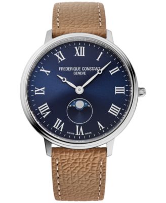 Frederique Constant - Men's Classics Quartz Moonphase Brown Leather Strap Watch 39mm