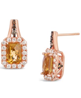 Le Vian - Cinnamon Citrine (2 ct. t.w.) & Diamond (5/8 ct. t.w.) Stud Earrings in 14k Rose Gold  (Also in Amethyst, Blue Topaz, Peridot & Smoky Quartz)