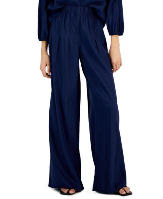 I.N.C. International Concepts - Women's High-Rise Pleated Wide-Leg Linen Pants