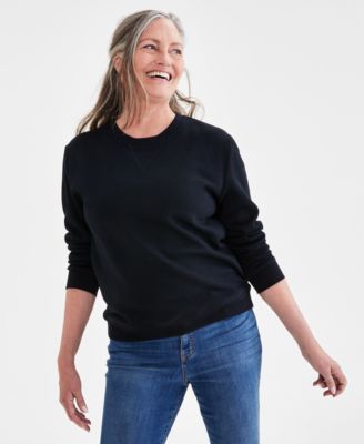 Style & Co - Petite Crewneck Long-Sleeve Fleece Sweatshirt