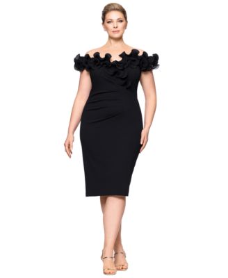 XSCAPE - Plus Size Short-Sleeve Sweetheart-Neck Scuba-Crepe Bodycon Dress