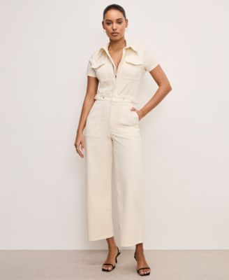 Good American - Women's Fit For Success Twill Palazzo Cropped Jumpsuit