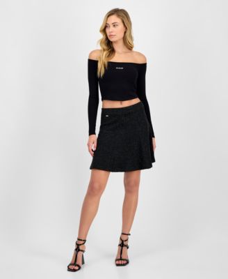 GUESS - Women's Tamara Flared Tweed Skirt