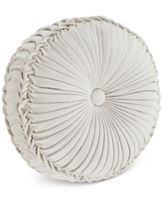 J Queen New York - Giovani White 15" x 4" Tufted Round Decorative Pillow