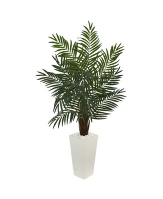 Nearly Natural - 5.5' Areca Palm Artificial Tree in White Tower Planter