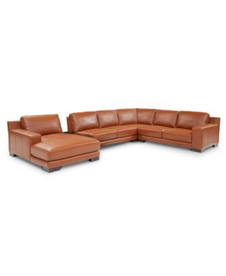 Macy's - Darrium 5-Pc. Leather Chaise Sectional with Console
