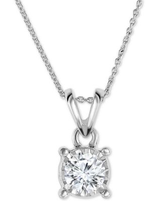 Macy's - Diamond Solitaire 18" Pendant Necklace (1/2 ct. t.w.) in 14k White, Yellow, or Rose Gold