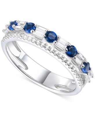 Macy's - Lab-Created Emerald (1/4 ct. t.w.) & Lab-Created White Sapphire (1/6 ct. t.w.) Stacking Band in Sterling Silver (Also in Lab-Created Ruby & Lab-Created Sapphire)