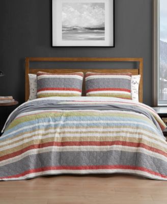 Eddie Bauer - Salmon Ladder Stripe Reversible 2-Piece Twin Quilt Set