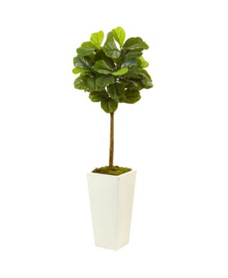 Nearly Natural - 4.5' Fiddle Leaf Fig Real Touch Tree in White Planter