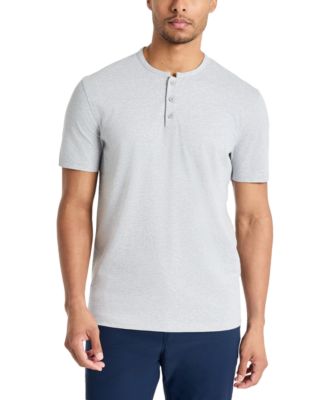Kenneth Cole - Men's 4-Way Stretch Heathered Stand-Collar Piqu&eacute; Henley