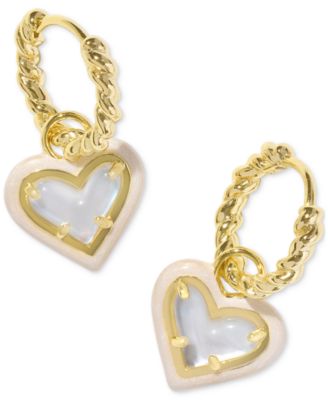 Kendra Scott - 14k Gold-Plated Heart Charm Twisted Huggie Hoop Earrings
