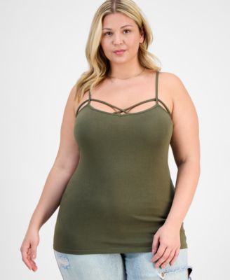Aveto - Trendy Plus Size Strappy Cross-Front Tank Top