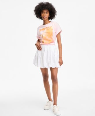 On 34th - Women's Cotton Bubble-Hem Mini Skirt