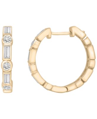 Macy's - Lab Grown White Sapphire Small Hoop Earrings (5/8 ct. t.w.) in 14k Gold-Plated Sterling Silver, 0.62"