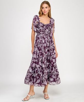 Alex & Sophia - Juniors' Printed Sweetheart Fit & Flare Dress