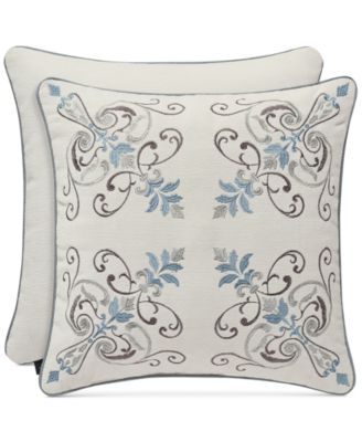 J Queen New York - Giovani White 18" Embroidered Square Decorative Pillow