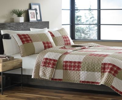 Eddie Bauer - Camano Island Plaid Red Reversible 3-Piece Full/Queen Quilt Set