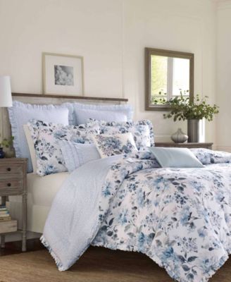 Laura Ashley - Chloe Cottage Blue Comforter Set, Twin