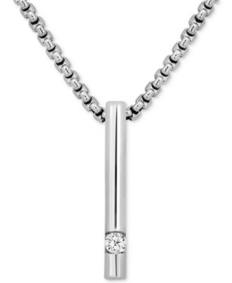 Macy's - Men's Diamond Solitaire Vertical Bar 22" Pendant Necklace (1/10 ct. t.w.)