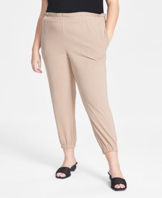 Bar III - Plus Size Paperbag-Waist Jogger Pants