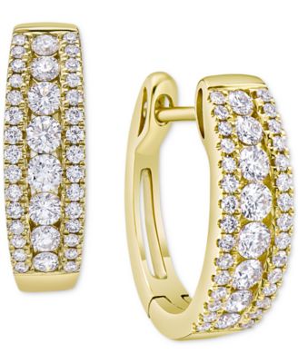 Macy's - Diamond Small Hoop Earrings (3/4 ct. t.w.) in 14k Gold
