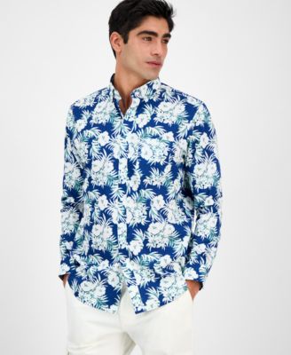 Club Room - Men's Regular-Fit Stretch Floral Button-Down Poplin Shirt
