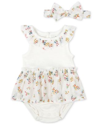 Baby Essentials - Baby Girls 2-Pc. Floral Skirted Bodysuit & Headband Set
