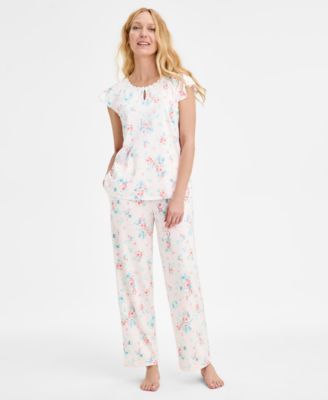 Charter Club - Women's Cotton Flutter-Sleeve Pajama Set